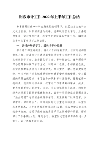 财政审计工作2022年上半年工作总结