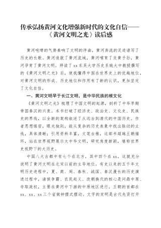 传承弘扬黄河文化增强新时代的文化自信《黄河文明之光》读后感