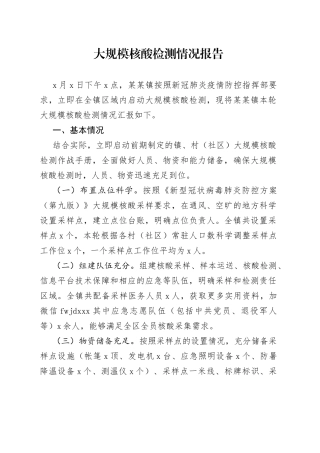 大规模核酸检测情况报告