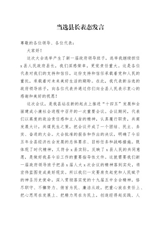 当选县长表态发言