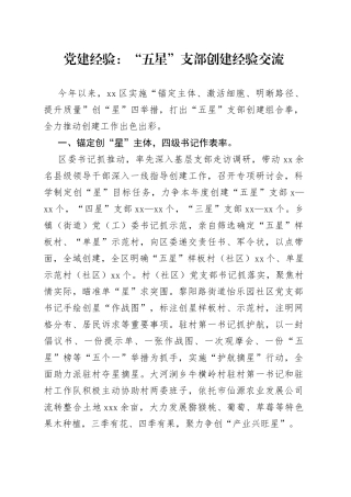 党建经验：“五星”支部创建经验交流（1）
