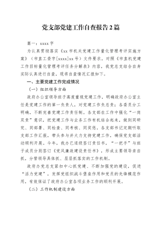 党支部党建工作自查报告2篇
