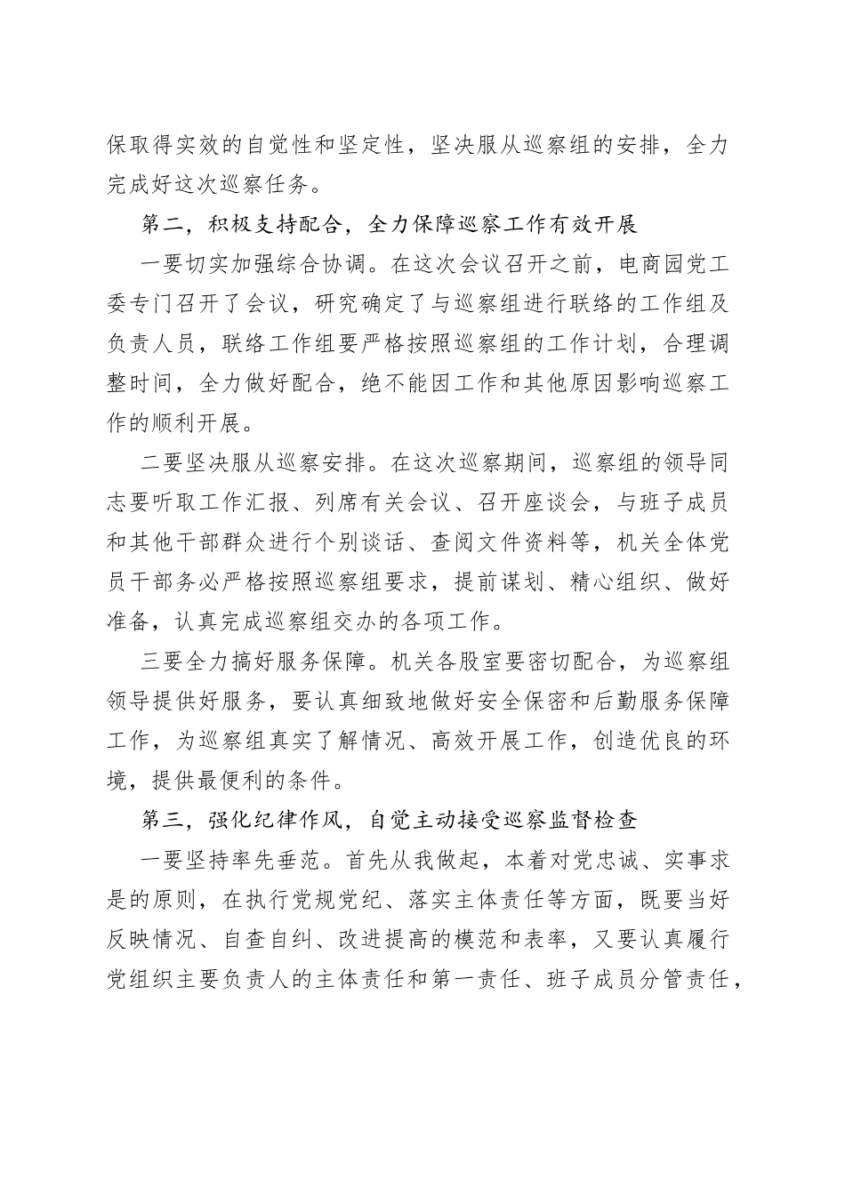 电商园在巡察整改动员会上的表态发言_第2页