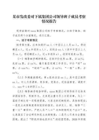 对领导班子成员考察情况报告