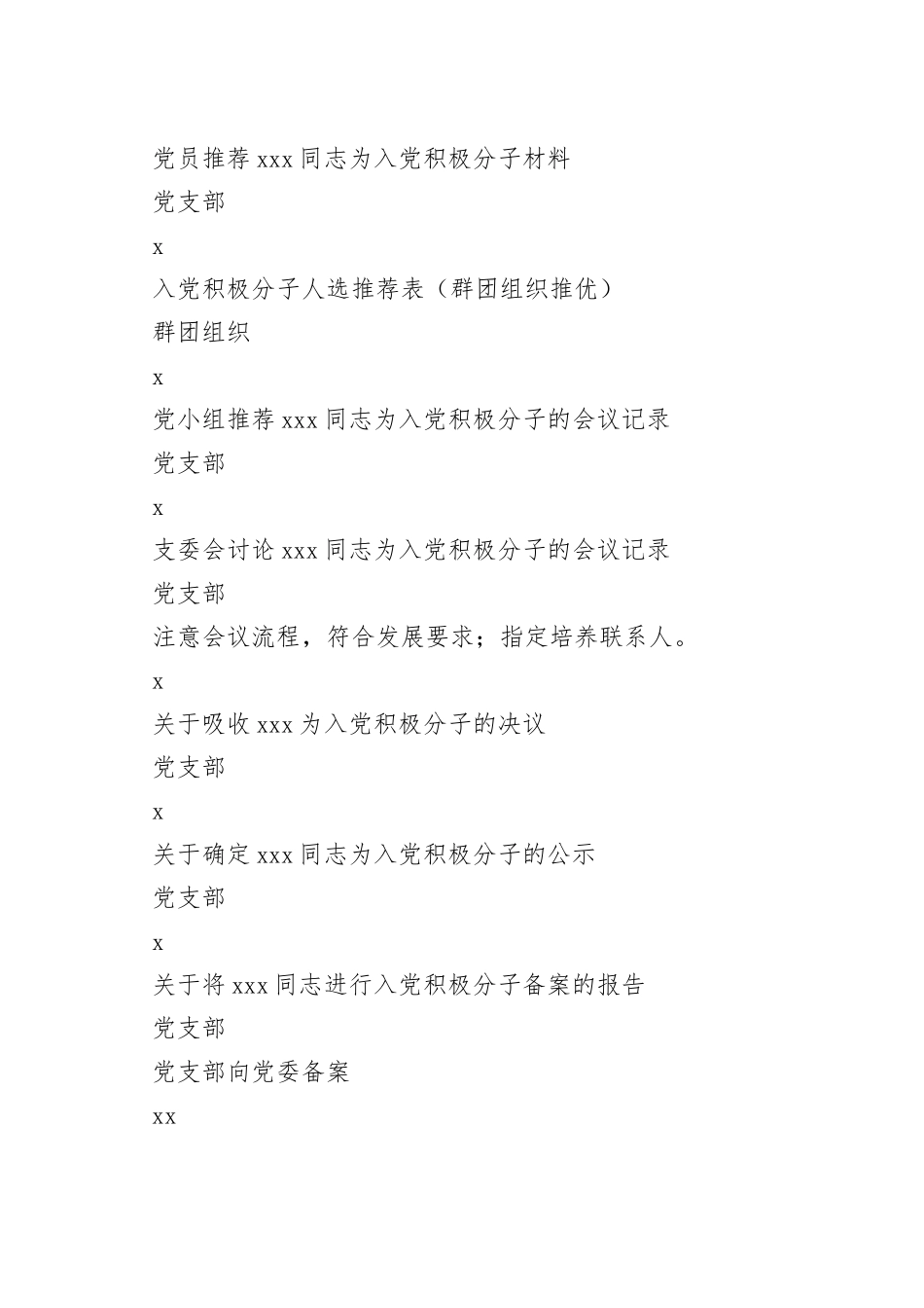 发展党员材料汇总表_第2页