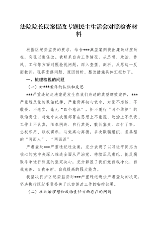 法院院长以案促改专题民主生活会对照检查材料