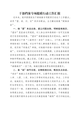 干部档案专项提质行动工作汇报