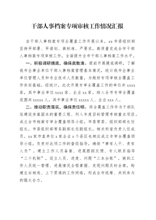 干部人事档案专项审核工作情况汇报