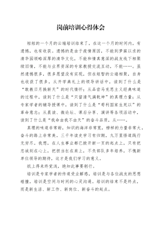 岗前培训心得体会（1）