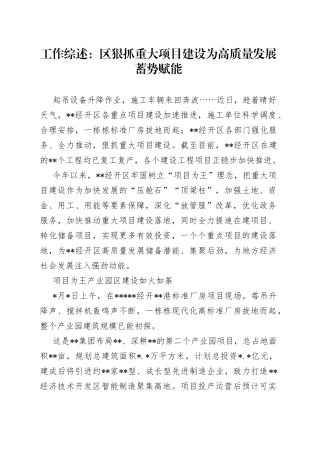 工作综述：区狠抓重大项目建设为高质量发展蓄势赋能
