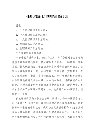 挂职锻炼工作总结汇编5篇