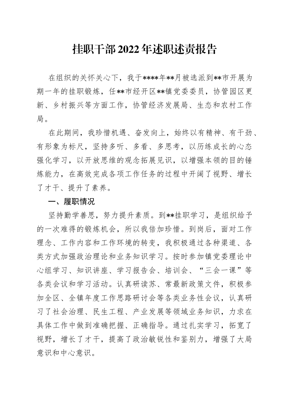 挂职干部2022年述职述责报告_第1页