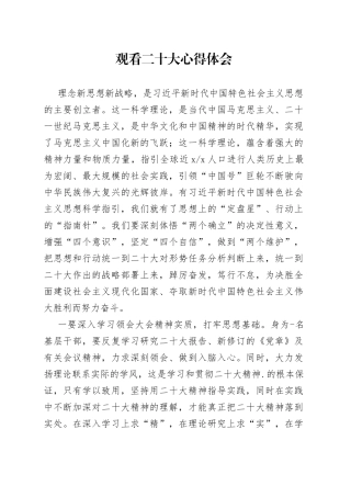 观看二十大心得体会（1）