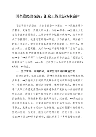国企党经验交流：汇聚正能量弘扬主旋律