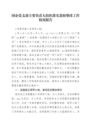 国企公司落实巡察整改工作情况报告