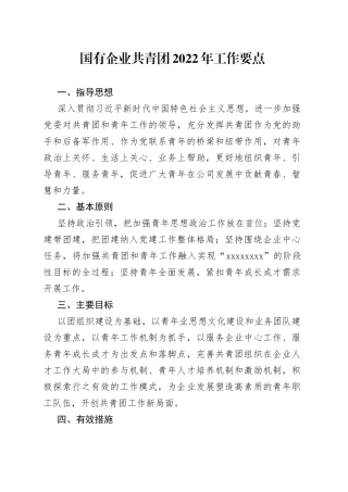 国有企业共青团2022年工作要点