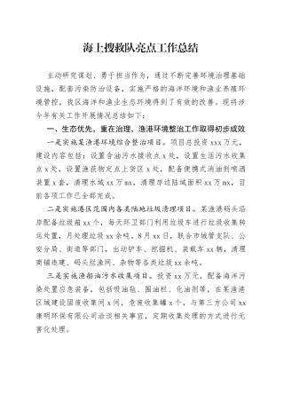 海上搜救队亮点工作总结