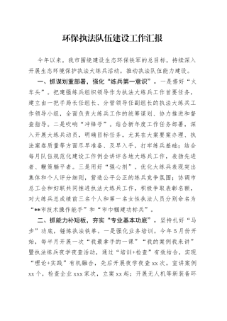 环保执法队伍建设工作汇报