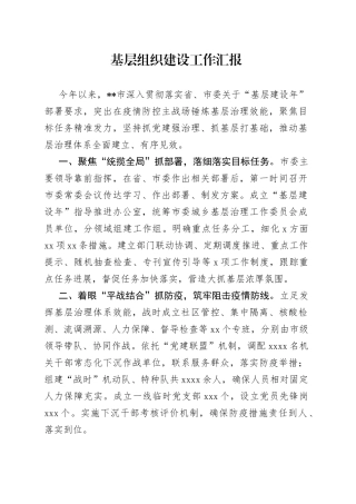 基层组织建设工作汇报