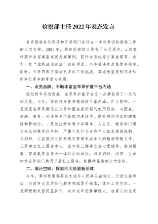 检察部主任2022年表态发言