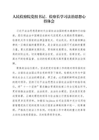 检察长学习法治思想心得体会