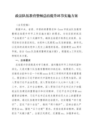 教育整顿总结提升环节实施方案