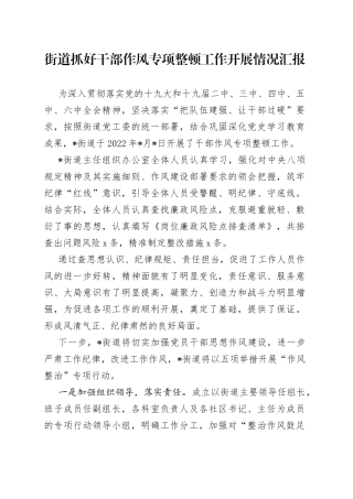 街道抓好干部作风专项整顿工作开展情况汇报(1)