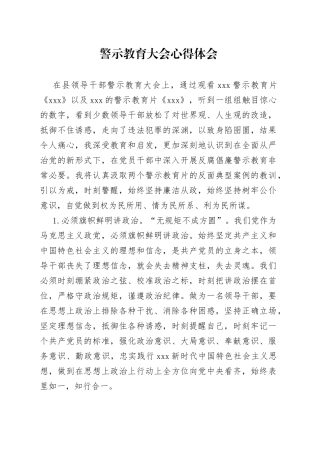 警示教育大会心得体会