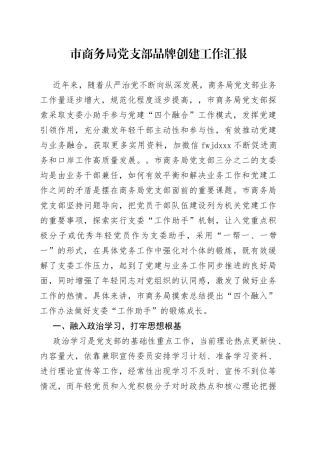 局党支部品牌创建工作汇报