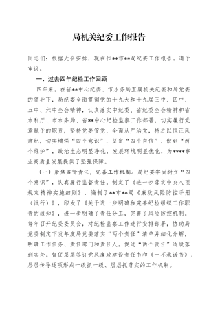 局机关纪委工作报告