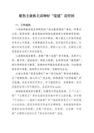 聚焦主业抓主责种好“党建”责任田