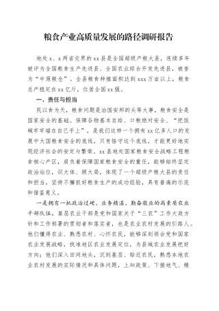 粮食产业高质量发展的路径调研报告