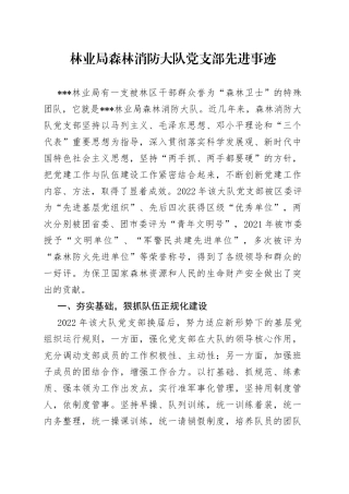 林业局森林消防大队党支部先进事迹