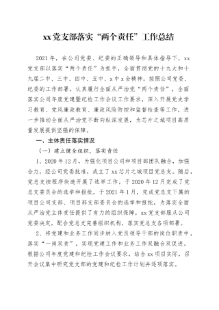 落实“两个责任”工作总结