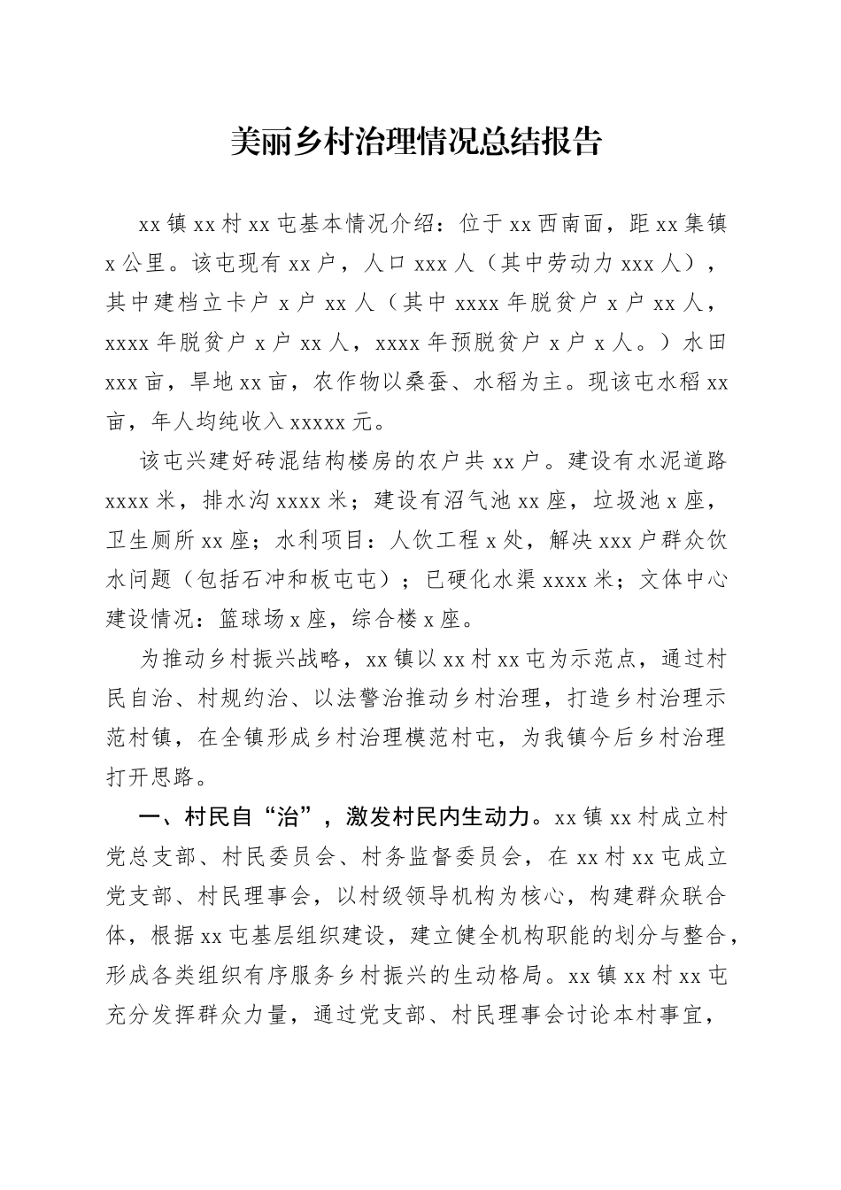 美丽乡村治理情况总结报告_第1页