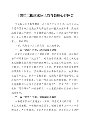 民警第二批政法队伍教育整顿心得体会