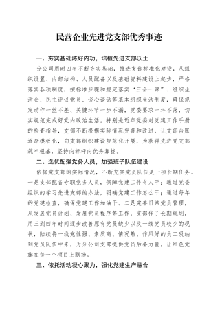民营企业先进党支部优秀事迹