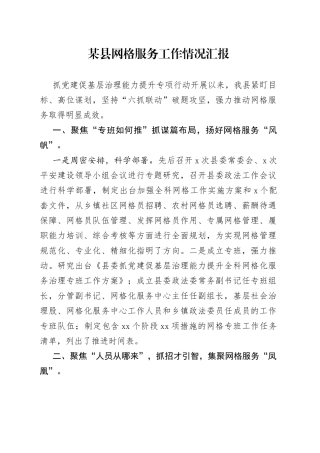 某县网格服务工作情况汇报