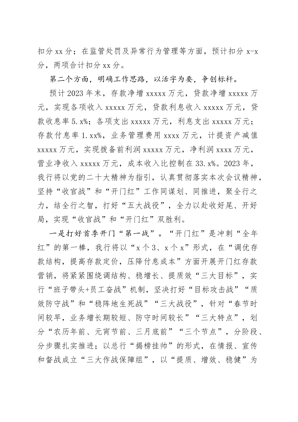 某银行2023年工作思路座谈会发言稿_第2页