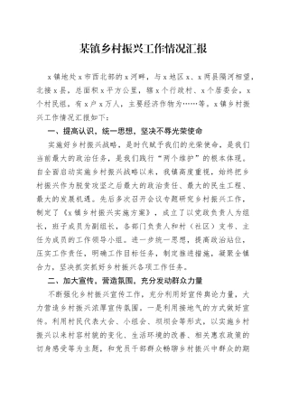 某镇乡村振兴工作情况汇报