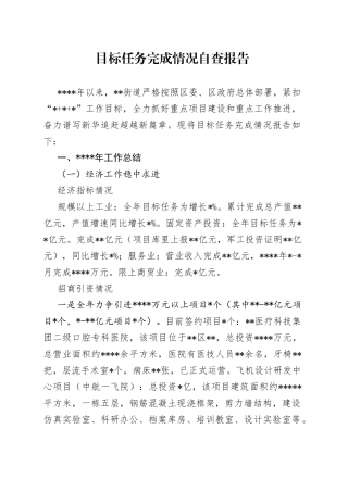目标任务完成情况自查报告