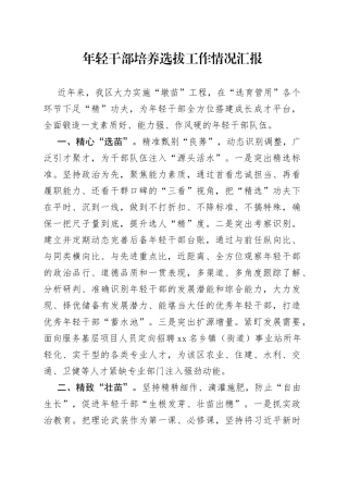 年轻干部培养选拔工作情况汇报