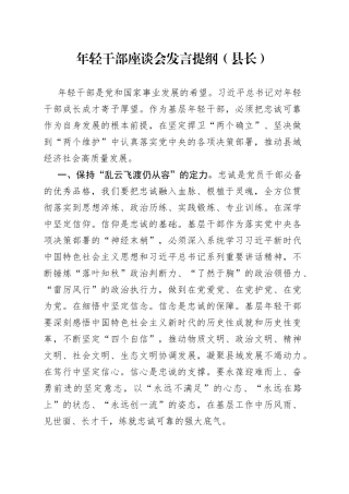年轻干部座谈会发言提纲（县长）