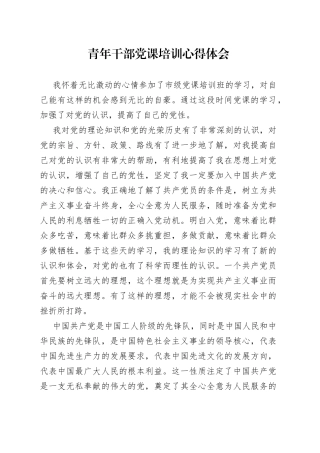 青年干部党课培训心得体会