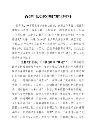 青少年权益保护典型经验材料
