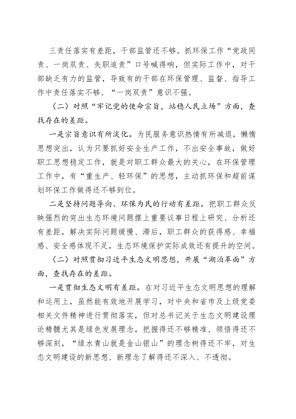 生态环境督察整改专题民主生活会班子对照检查_第2页