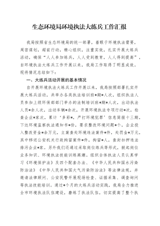 生态环境局环境执法大练兵工作汇报