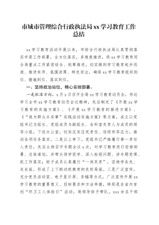 市城市管理综合行政执法局党史学习教育工作总结