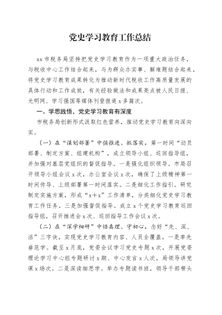 市级局党史学习教育工作总结