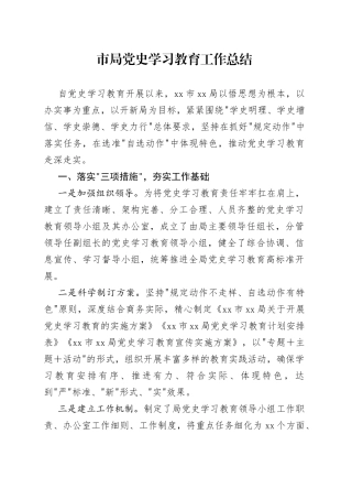 市局党史学习教育工作总结